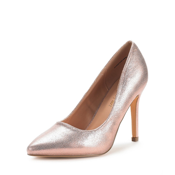Pointed Toe Suede High Heel Pumps - CHAMPAGNE PEARL -  0